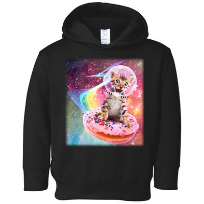Funny Cute Astronaut Kitty On Rainbow Sprinkle Donut Toddler Hoodie