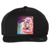 Funny Cute Astronaut Kitty On Rainbow Sprinkle Donut Wool Snapback Cap