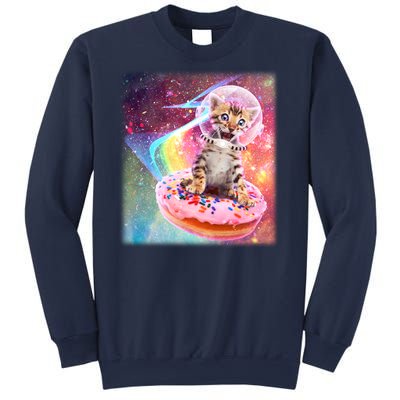 Funny Cute Astronaut Kitty On Rainbow Sprinkle Donut Sweatshirt