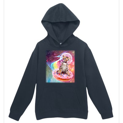 Funny Cute Astronaut Kitty On Rainbow Sprinkle Donut Urban Pullover Hoodie