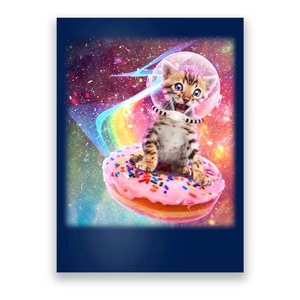 Funny Cute Astronaut Kitty On Rainbow Sprinkle Donut Poster