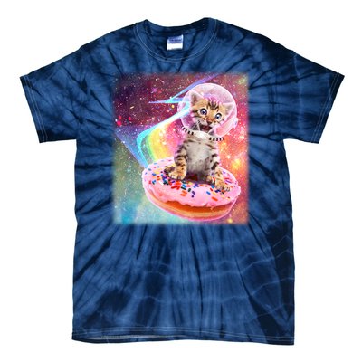 Funny Cute Astronaut Kitty On Rainbow Sprinkle Donut Tie-Dye T-Shirt