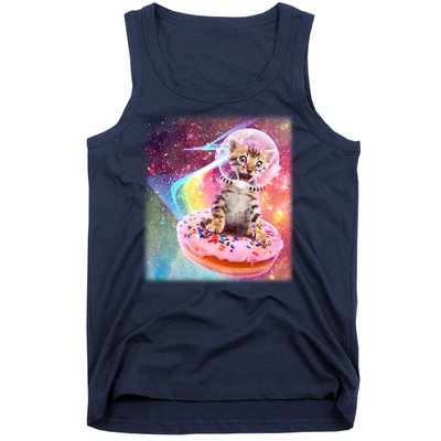 Funny Cute Astronaut Kitty On Rainbow Sprinkle Donut Tank Top