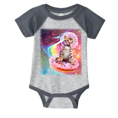 Funny Cute Astronaut Kitty On Rainbow Sprinkle Donut Infant Baby Jersey Bodysuit
