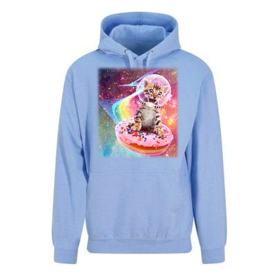 Funny Cute Astronaut Kitty On Rainbow Sprinkle Donut Unisex Surf Hoodie