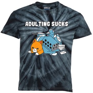 Funny Cat Adulting Sucks ItS Time To Adult Help Me Stop It Kids Tie-Dye T-Shirt