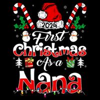 First Christmas As A Nana 2024 1st Christmas Matching Family Sustainable Bucket Hat