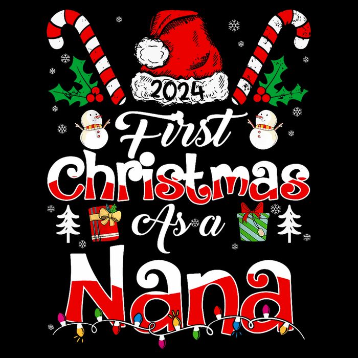 First Christmas As A Nana 2024 1st Christmas Matching Family 7-Panel Snapback Hat