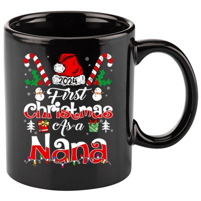 First Christmas As A Nana 2024 1st Christmas Matching Family 11oz C Handle Ceramic Mug
