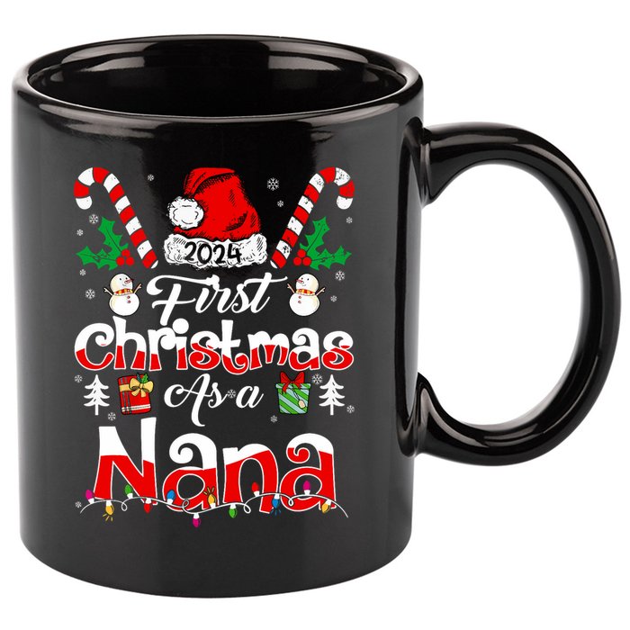 First Christmas As A Nana 2024 1st Christmas Matching Family 11oz C Handle Ceramic Mug