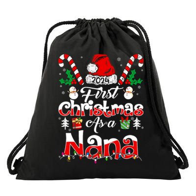 First Christmas As A Nana 2024 1st Christmas Matching Family Drawstring Bag