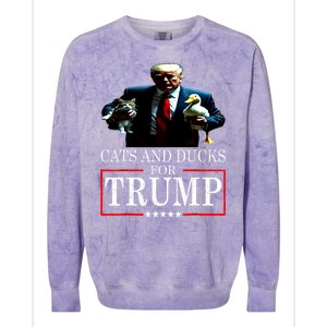 Funny Cats And Ducks For Trump 2024 Kittens Gift Colorblast Crewneck Sweatshirt