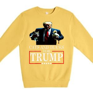 Funny Cats And Ducks For Trump 2024 Kittens Gift Premium Crewneck Sweatshirt