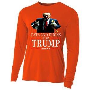 Funny Cats And Ducks For Trump 2024 Kittens Gift Cooling Performance Long Sleeve Crew