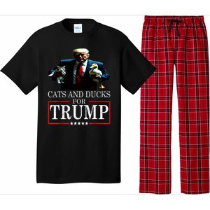 Funny Cats And Ducks For Trump 2024 Kittens Gift Pajama Set