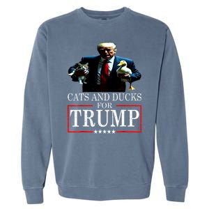 Funny Cats And Ducks For Trump 2024 Kittens Gift Garment-Dyed Sweatshirt