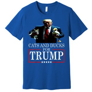 Funny Cats And Ducks For Trump 2024 Kittens Gift Premium T-Shirt