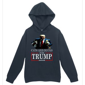 Funny Cats And Ducks For Trump 2024 Kittens Gift Urban Pullover Hoodie