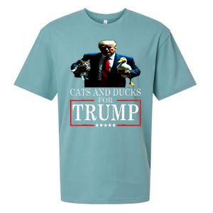 Funny Cats And Ducks For Trump 2024 Kittens Gift Sueded Cloud Jersey T-Shirt