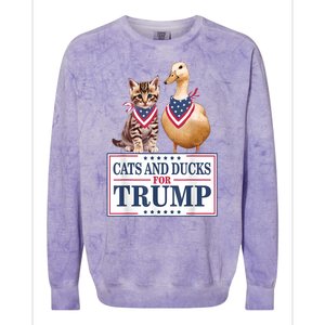 Funny Cats And Ducks For Trump 2024 Gift Colorblast Crewneck Sweatshirt