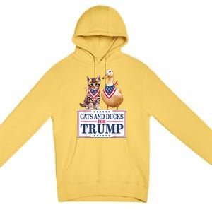 Funny Cats And Ducks For Trump 2024 Gift Premium Pullover Hoodie