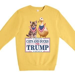 Funny Cats And Ducks For Trump 2024 Gift Premium Crewneck Sweatshirt