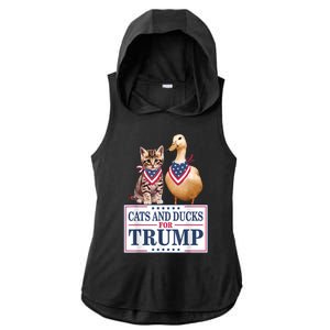 Funny Cats And Ducks For Trump 2024 Gift Ladies PosiCharge Tri-Blend Wicking Draft Hoodie Tank