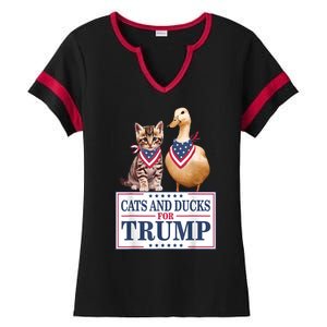 Funny Cats And Ducks For Trump 2024 Gift Ladies Halftime Notch Neck Tee