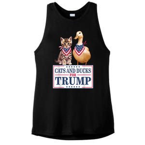 Funny Cats And Ducks For Trump 2024 Gift Ladies PosiCharge Tri-Blend Wicking Tank