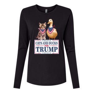 Funny Cats And Ducks For Trump 2024 Gift Womens Cotton Relaxed Long Sleeve T-Shirt