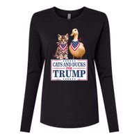 Funny Cats And Ducks For Trump 2024 Gift Womens Cotton Relaxed Long Sleeve T-Shirt