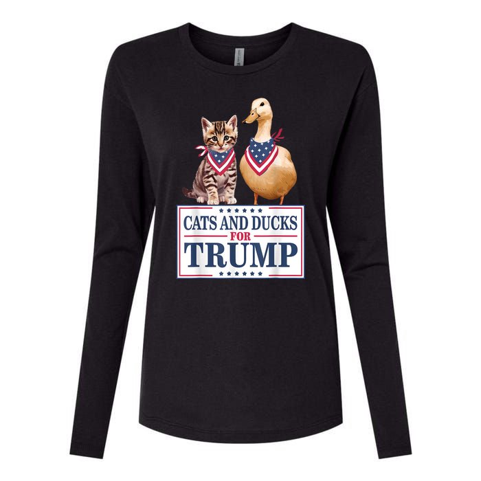 Funny Cats And Ducks For Trump 2024 Gift Womens Cotton Relaxed Long Sleeve T-Shirt