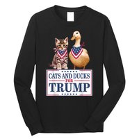 Funny Cats And Ducks For Trump 2024 Gift Long Sleeve Shirt