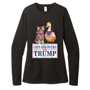 Funny Cats And Ducks For Trump 2024 Gift Womens CVC Long Sleeve Shirt