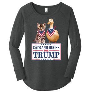 Funny Cats And Ducks For Trump 2024 Gift Women's Perfect Tri Tunic Long Sleeve Shirt