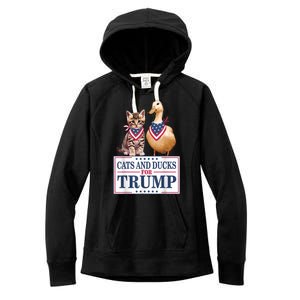 Funny Cats And Ducks For Trump 2024 Gift Women's Fleece Hoodie