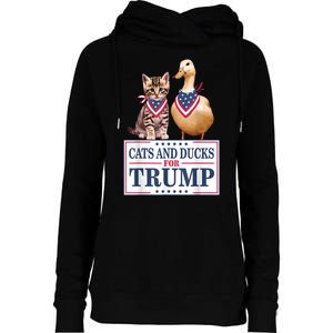 Funny Cats And Ducks For Trump 2024 Gift Womens Funnel Neck Pullover Hood