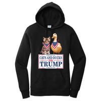 Funny Cats And Ducks For Trump 2024 Gift Women's Pullover Hoodie