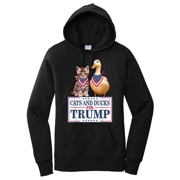 Funny Cats And Ducks For Trump 2024 Gift Women's Pullover Hoodie