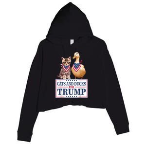 Funny Cats And Ducks For Trump 2024 Gift Crop Fleece Hoodie