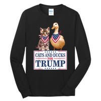 Funny Cats And Ducks For Trump 2024 Gift Tall Long Sleeve T-Shirt