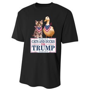 Funny Cats And Ducks For Trump 2024 Gift Performance Sprint T-Shirt