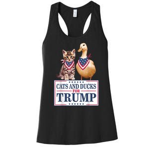 Funny Cats And Ducks For Trump 2024 Gift Women's Racerback Tank