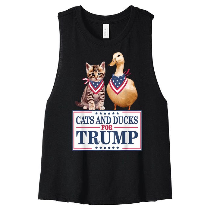 Funny Cats And Ducks For Trump 2024 Gift Women's Racerback Cropped Tank