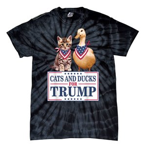 Funny Cats And Ducks For Trump 2024 Gift Tie-Dye T-Shirt