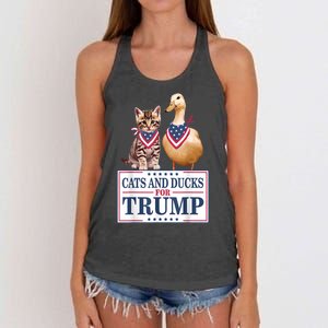 Funny Cats And Ducks For Trump 2024 Gift Women's Knotted Racerback Tank