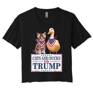 Funny Cats And Ducks For Trump 2024 Gift Women's Crop Top Tee