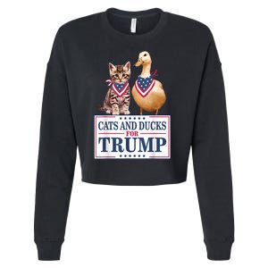 Funny Cats And Ducks For Trump 2024 Gift Cropped Pullover Crew