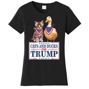 Funny Cats And Ducks For Trump 2024 Gift Women's T-Shirt