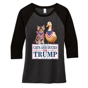 Funny Cats And Ducks For Trump 2024 Gift Women's Tri-Blend 3/4-Sleeve Raglan Shirt